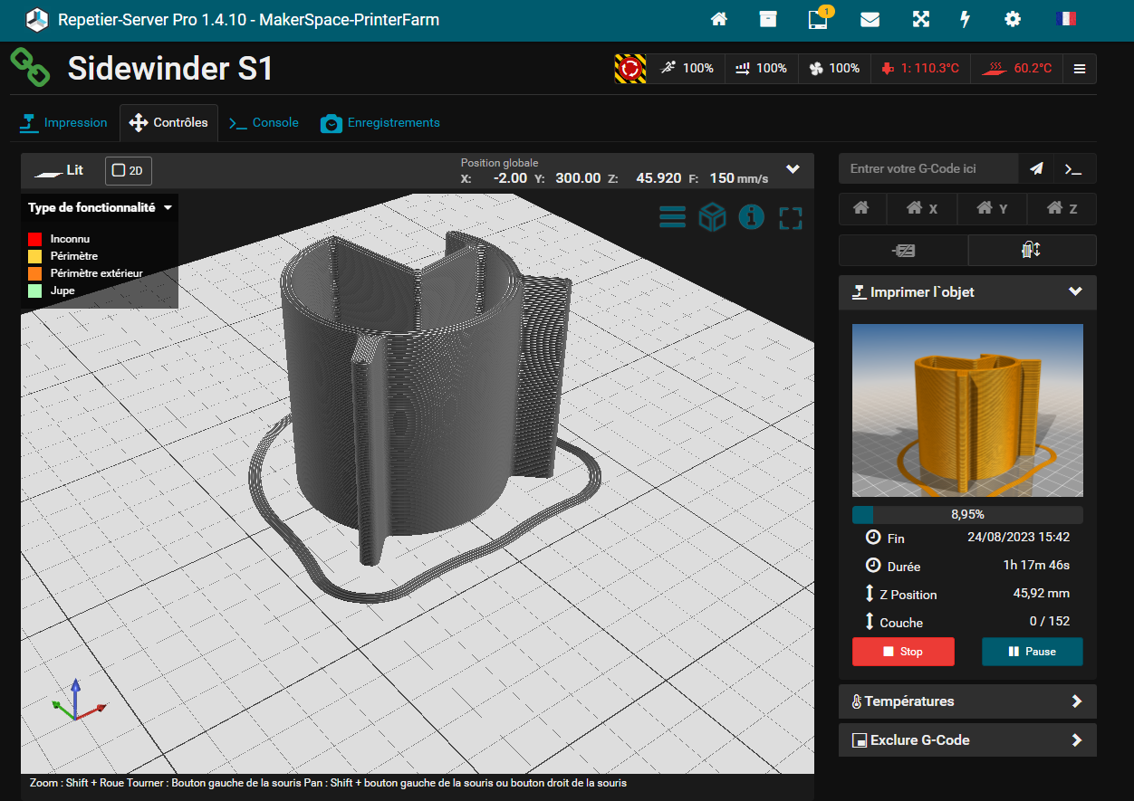 Impression 3D avec CURA sur le serveur du MakerSpace