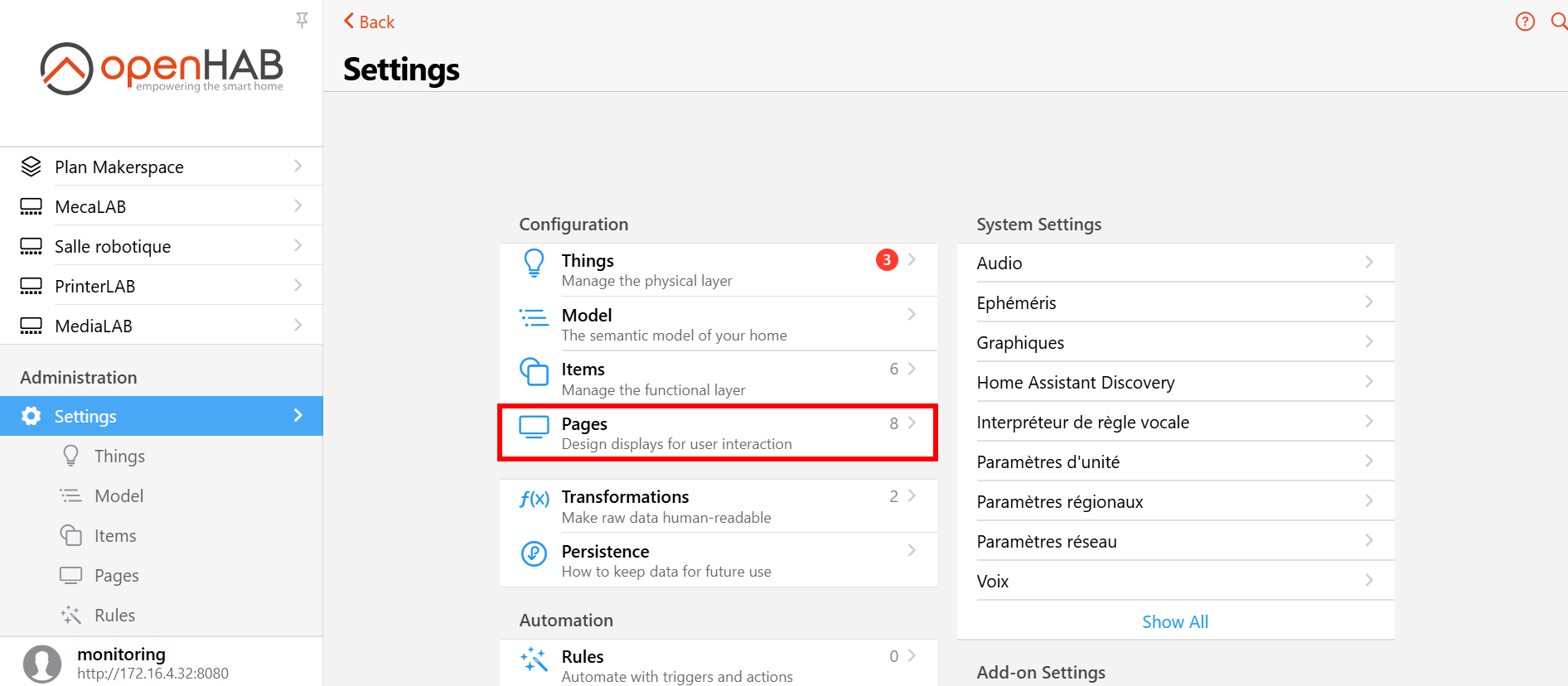 Page OpenHAB