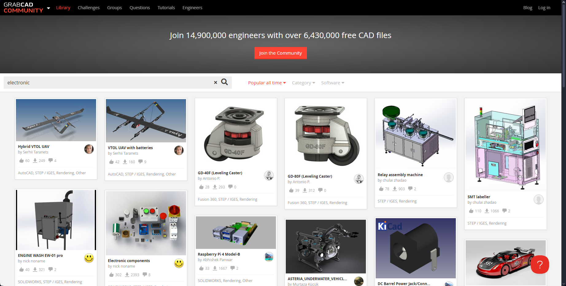 GrabCAD - Modèles 3D et ressources CAO