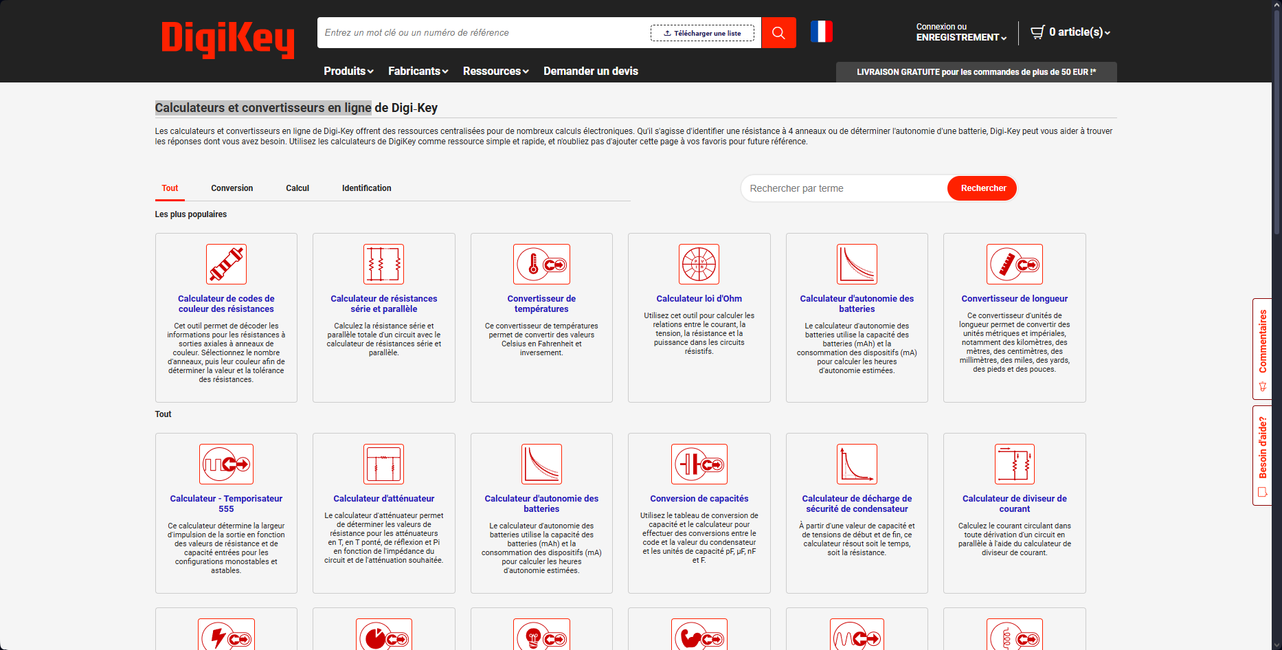 Calculateurs et convertisseurs