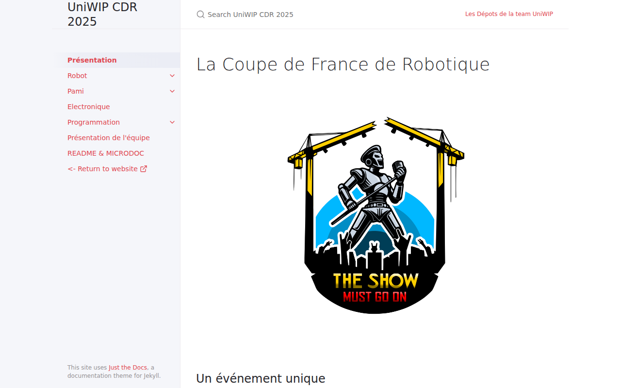 Aperçu de Coupe de France de Robotique 2025 - UniWIP